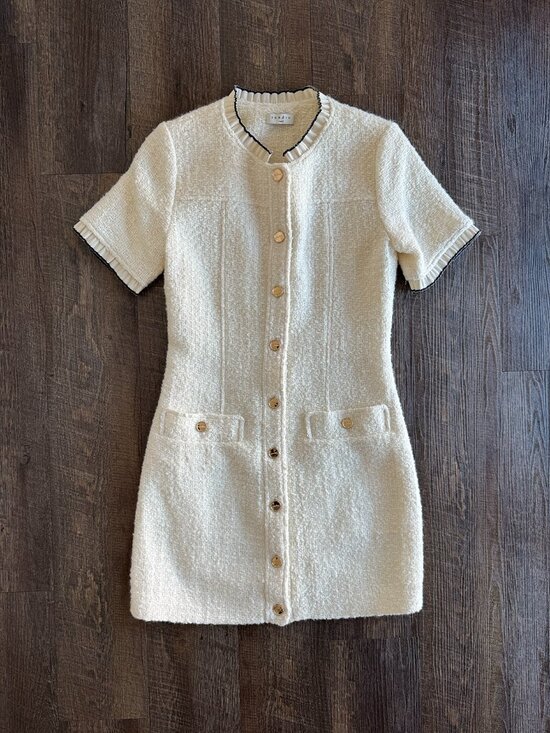 Sandro Dresses & Skirts - Sandro Molly Tweed Patch Pocket Minidress in Ecru - Size EU 36